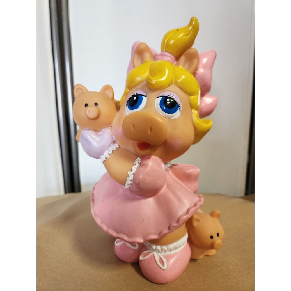 Vintage Miss Piggy Piggy Bank Plastic Figure with Bottom Plug
